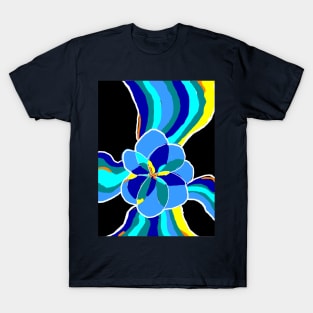 Flower Waves in Black T-Shirt